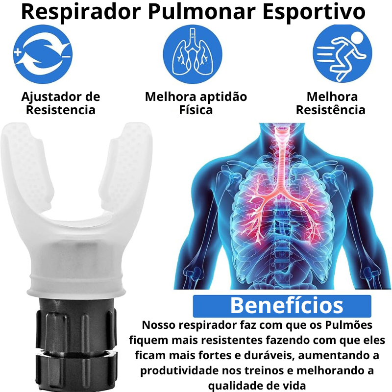 Treinador Respiratório Esportivo com Bocal para Exercícios Pulmonares