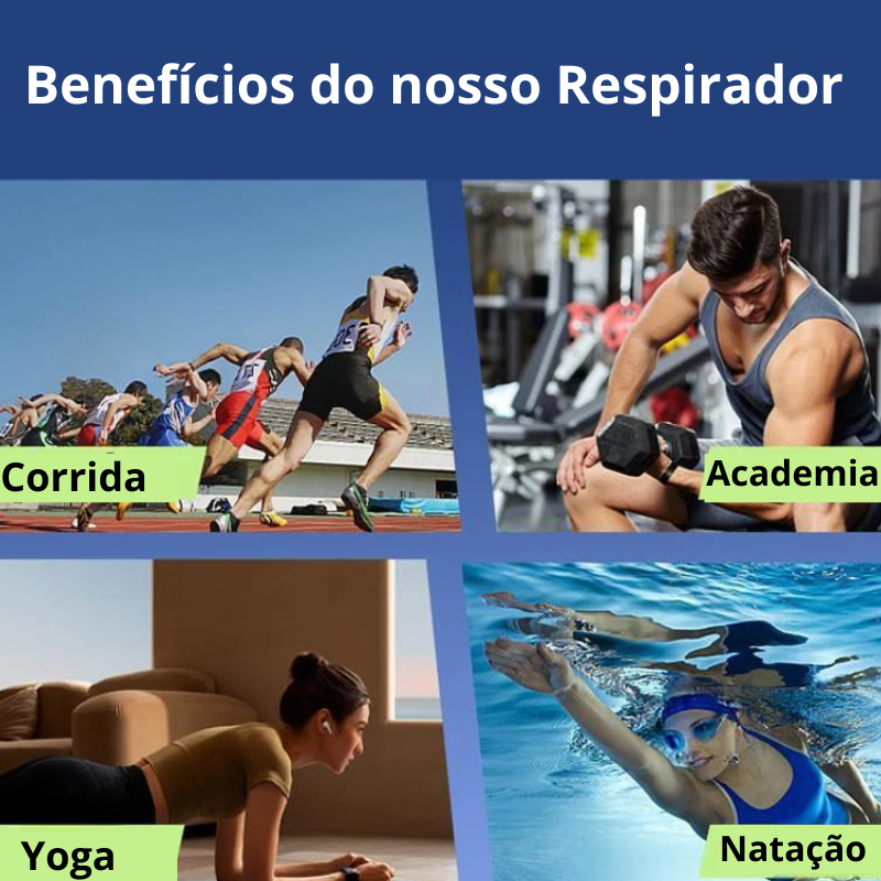 Treinador Respiratório Esportivo com Bocal para Exercícios Pulmonares